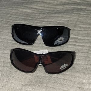 Set. Of 2 Mens Usa Classics Wrap Around Sunglasses 1 Brown 1 Black